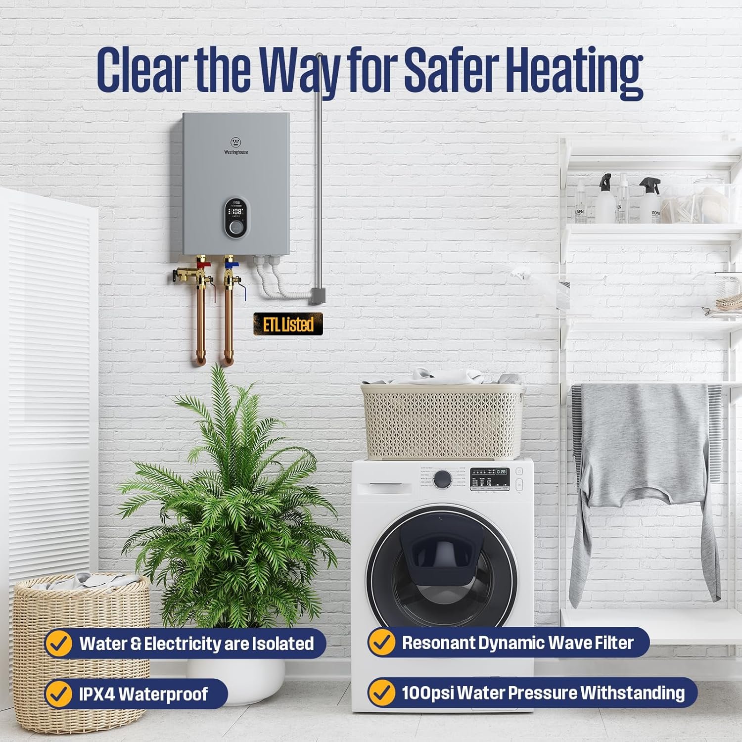 Westinghouse Apolo Tankless Water Heater 27kW with WiFi 6.3 GPM 240V New