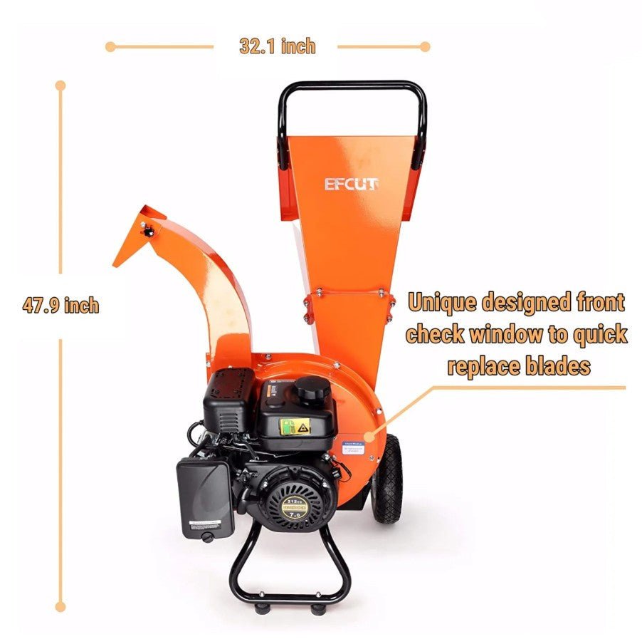 EFCUT C30 Wood Chipper 3" Horizontal 7 HP 212cc 4-stroke Gas-Powered 20:1 Reduction Ratio New