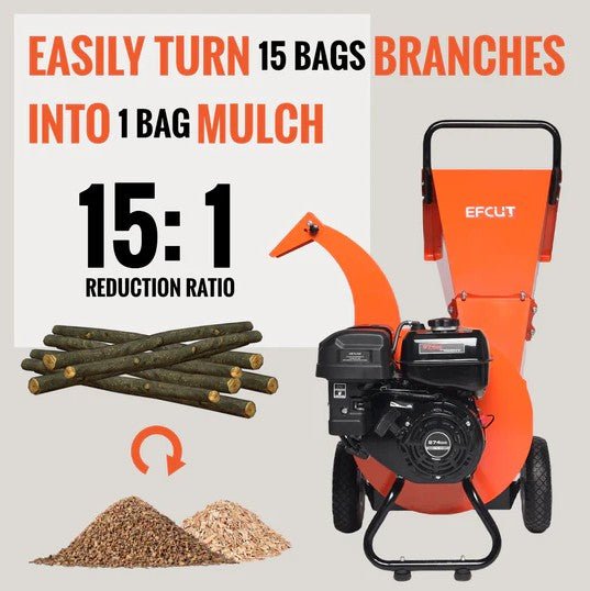EFCUT C40 Wood Chipper 4" Shredder Mulcher 9 HP 274cc Gas-Powered Heavy Duty New