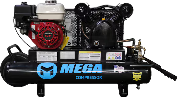 Mega Compressor MP-5510G Gas Air Compressor Twin Tank Wheelbarrow 5.5 HP 10 Gallon 150 PSI New