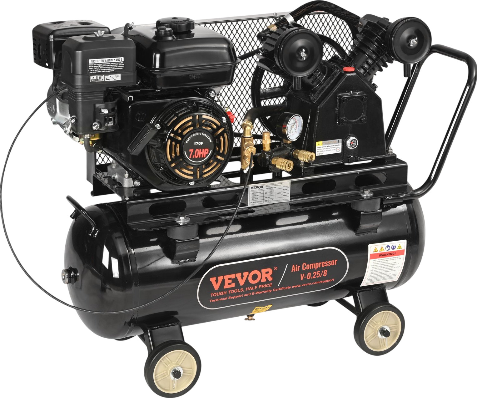 Vevor Air Compressor Gas Powered 9 CFM at 115 PSI 7 HP 13.2 Gallon Tank New